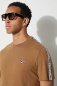 Бавовняна футболка Lacoste колір коричневий з аплікацією Бавовняна футболка Lacoste колір коричневий з аплікацією