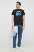 Бавовняна футболка Lacoste колір чорний з принтом (3029475) Бавовняна футболка Lacoste колір чорний з принтом (3029475)