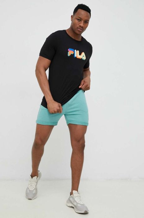 Бавовняна футболка Fila колір чорний візерунок Бавовняна футболка Fila колір чорний візерунок