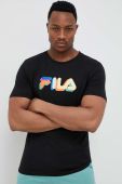 Бавовняна футболка Fila колір чорний візерунок Бавовняна футболка Fila колір чорний візерунок