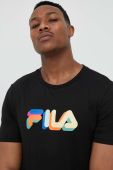 Бавовняна футболка Fila колір чорний візерунок Бавовняна футболка Fila колір чорний візерунок