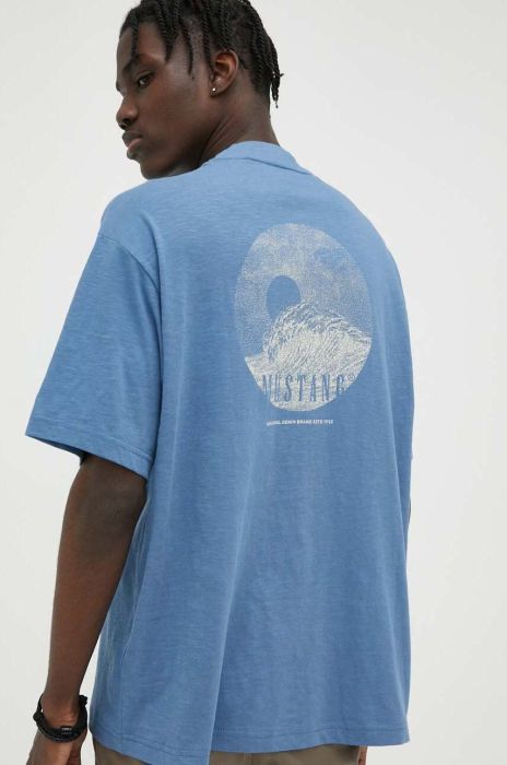 Бавовняна футболка Mustang з принтом колір блакитний (3292135) Бавовняна футболка Mustang з принтом колір блакитний (3292135)