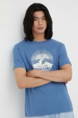 Бавовняна футболка Mustang з принтом колір блакитний (3320454)