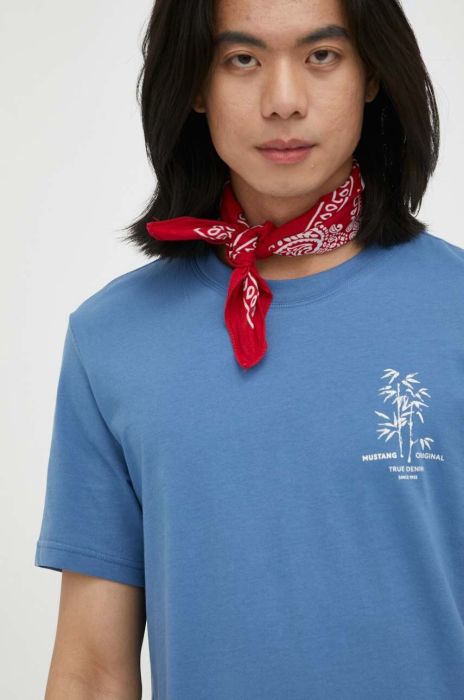 Бавовняна футболка Mustang з принтом колір блакитний (3320485) Бавовняна футболка Mustang з принтом колір блакитний (3320485)
