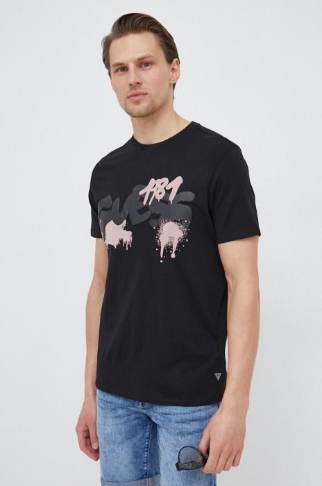 Бавовняна футболка Guess колір чорний з принтом (3062987) Бавовняна футболка Guess колір чорний з принтом (3062987)