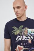 Бавовняна футболка Guess колір синій з принтом (3091943)