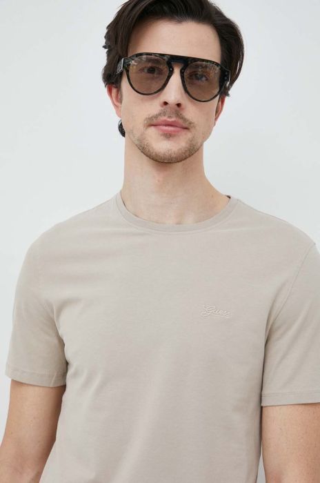Футболка Guess чоловічий колір бежевий однотонний (3099824) Футболка Guess чоловічий колір бежевий однотонний (3099824)