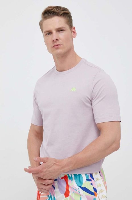 Бавовняна футболка Kappa колір фіолетовий однотонний Бавовняна футболка Kappa колір фіолетовий однотонний