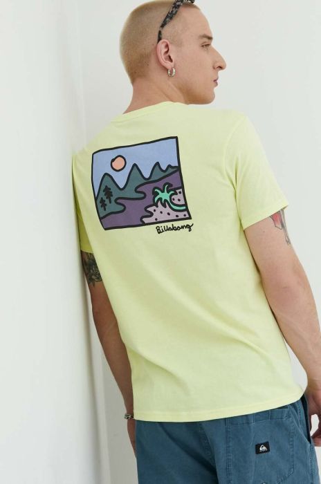Бавовняна футболка Billabong колір жовтий з принтом (3079314) Бавовняна футболка Billabong колір жовтий з принтом (3079314)