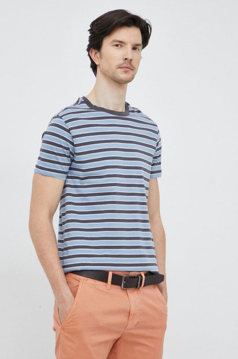 Бавовняна футболка United Colors of Benetton візерунок колір блакитний (3124716)