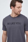 Бавовняна футболка United Colors of Benetton колір сірий з аплікацією
