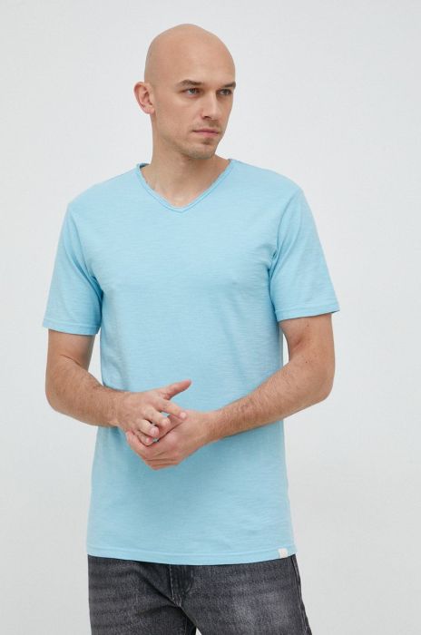 Бавовняна футболка United Colors of Benetton однотонний колір блакитний (2934082)