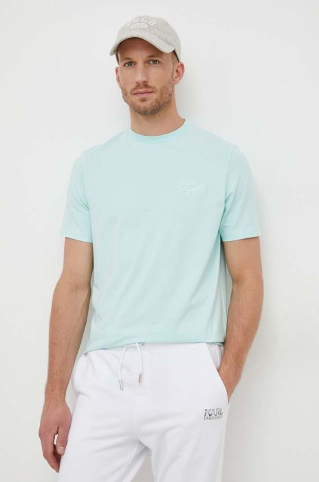 Футболка Karl Lagerfeld чоловічий колір зелений однотонний (3386685) Футболка Karl Lagerfeld чоловічий колір зелений однотонний (3386685)