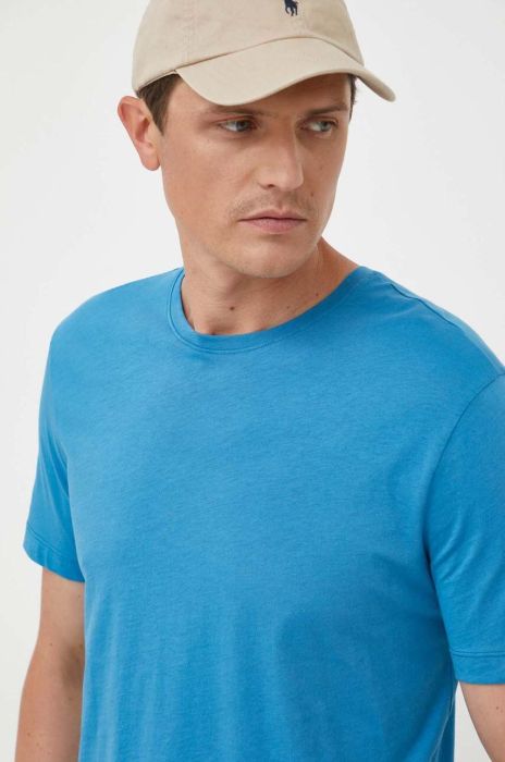 Бавовняна футболка United Colors of Benetton однотонний колір блакитний (3304302) Бавовняна футболка United Colors of Benetton однотонний колір блакитний (3304302)