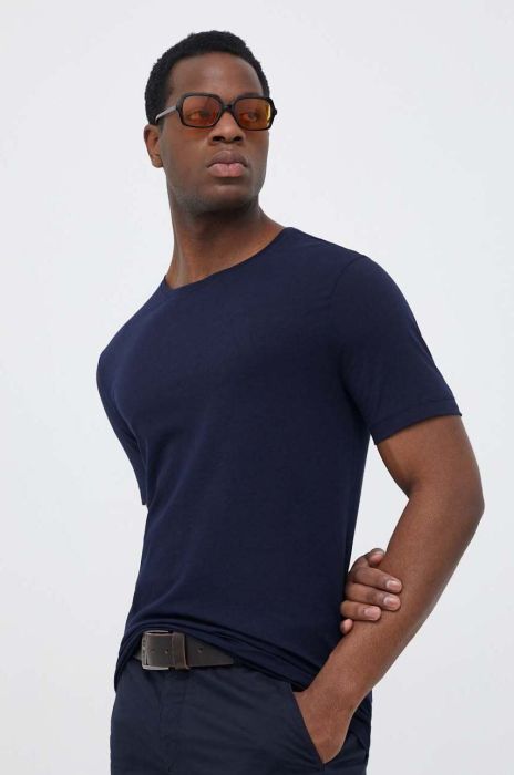 Бавовняна футболка United Colors of Benetton колір синій однотонний (3300718) Бавовняна футболка United Colors of Benetton колір синій однотонний (3300718)