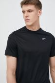 Бігова футболка Reebok колір чорний з принтом Бігова футболка Reebok колір чорний з принтом