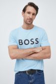 Футболка BOSS BOSS GREEN чоловіча з принтом колір блакитний Футболка BOSS BOSS GREEN чоловіча з принтом колір блакитний