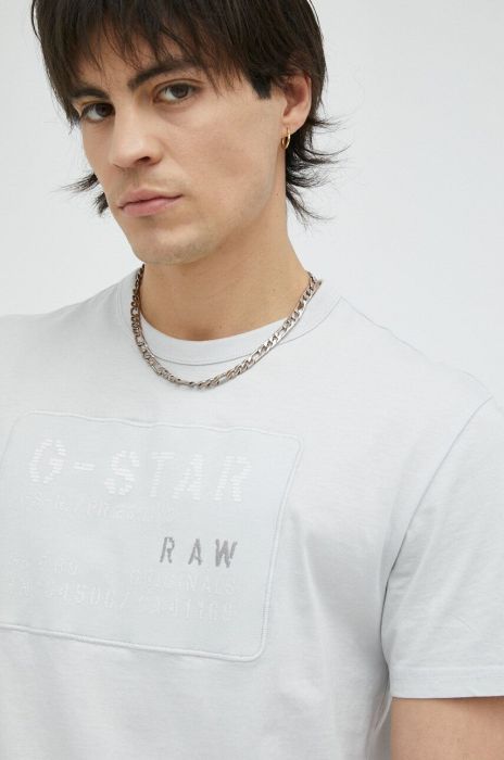 Бавовняна футболка G-Star Raw колір сірий з аплікацією (3137684) Бавовняна футболка G-Star Raw колір сірий з аплікацією (3137684)