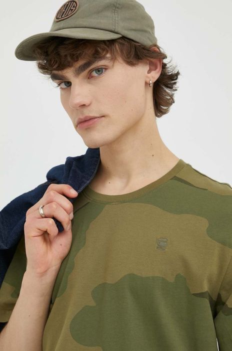 Бавовняна футболка G-Star Raw колір зелений візерунок (3258516) Бавовняна футболка G-Star Raw колір зелений візерунок (3258516)