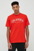 Бавовняна футболка Columbia колір червоний візерунок
