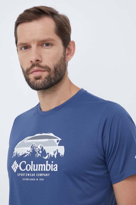 Спортивна футболка Columbia Columbia Hike колір синій з принтом Спортивна футболка Columbia Columbia Hike колір синій з принтом