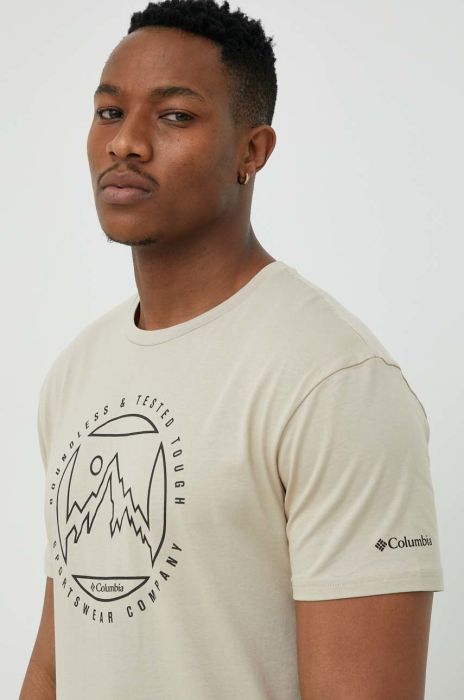 Бавовняна футболка Columbia колір бежевий з принтом (2955817) Бавовняна футболка Columbia колір бежевий з принтом (2955817)