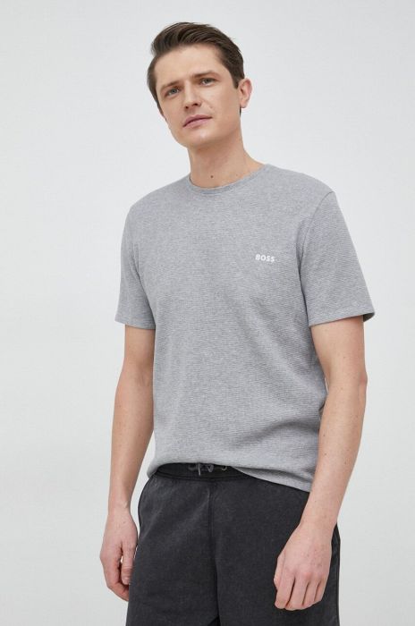 Футболка лаунж BOSS колір сірий з аплікацією Футболка лаунж BOSS колір сірий з аплікацією