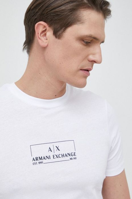 Бавовняна футболка Armani Exchange колір білий з принтом (3047421) Бавовняна футболка Armani Exchange колір білий з принтом (3047421)