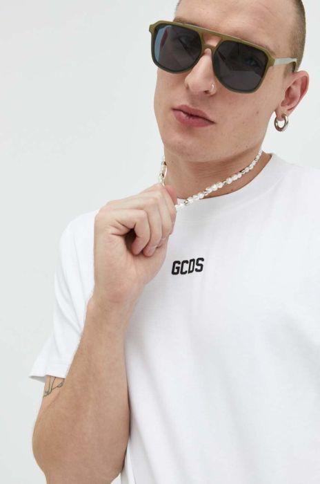 Бавовняна футболка GCDS колір білий з аплікацією