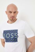 Бавовняна футболка BOSS колір білий з принтом (3225281) Бавовняна футболка BOSS колір білий з принтом (3225281)