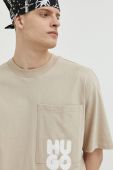 Бавовняна футболка HUGO колір бежевий з принтом (3124746) Бавовняна футболка HUGO колір бежевий з принтом (3124746)