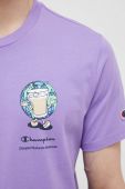 Бавовняна футболка Champion колір фіолетовий візерунок Бавовняна футболка Champion колір фіолетовий візерунок