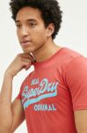 Бавовняна футболка Superdry колір червоний з аплікацією