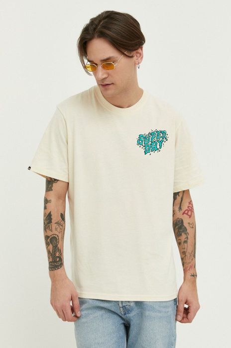 Бавовняна футболка Superdry колір бежевий з принтом (3163957) Бавовняна футболка Superdry колір бежевий з принтом (3163957)
