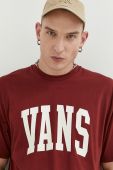Бавовняна футболка Vans колір бордовий з принтом Бавовняна футболка Vans колір бордовий з принтом