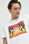 Бавовняна футболка HUGO колір білий з принтом (3096409)