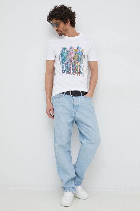 Бавовняна футболка PS Paul Smith колір білий з принтом (2997813) Бавовняна футболка PS Paul Smith колір білий з принтом (2997813)