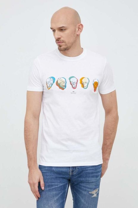 Бавовняна футболка PS Paul Smith колір білий з принтом (3005228) Бавовняна футболка PS Paul Smith колір білий з принтом (3005228)