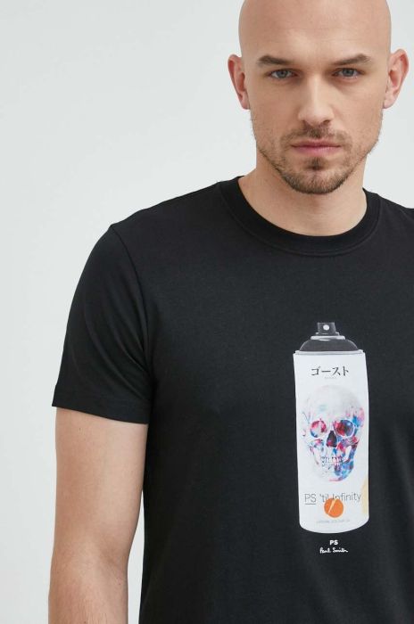 Бавовняна футболка PS Paul Smith колір чорний з принтом (3005230) Бавовняна футболка PS Paul Smith колір чорний з принтом (3005230)