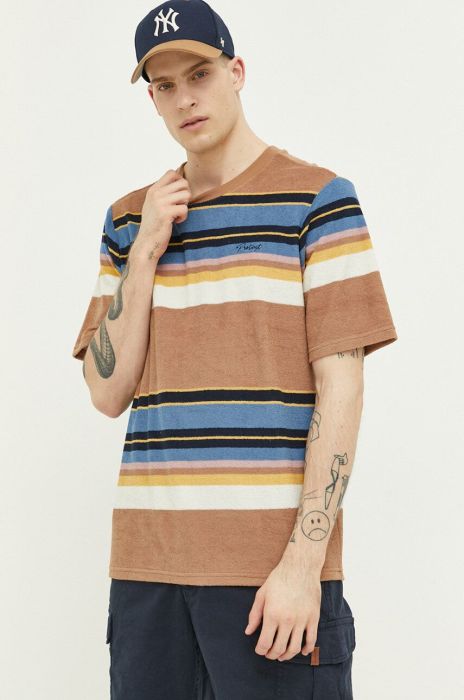 Бавовняна футболка Protest колір коричневий візерунок Бавовняна футболка Protest колір коричневий візерунок