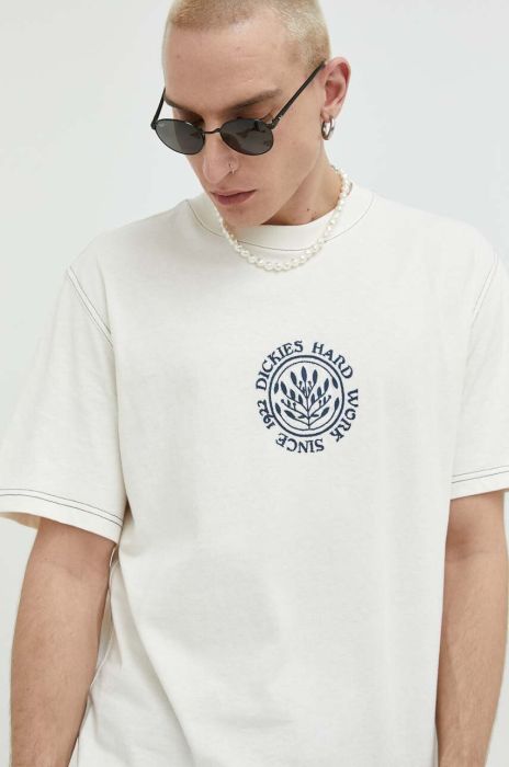 Бавовняна футболка Dickies колір бежевий з аплікацією (3079534) Бавовняна футболка Dickies колір бежевий з аплікацією (3079534)