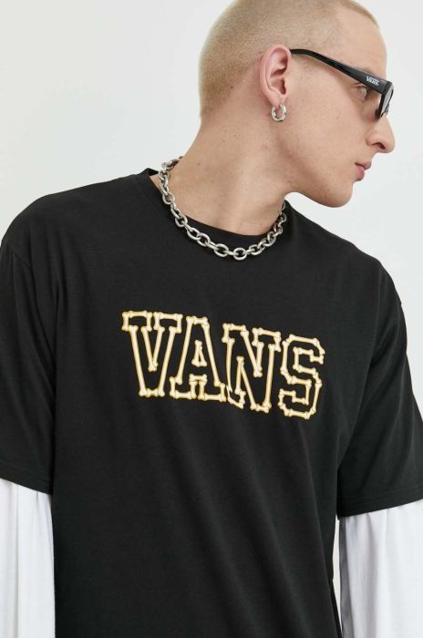 Бавовняна футболка Vans колір чорний з принтом (3079559) Бавовняна футболка Vans колір чорний з принтом (3079559)