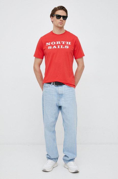 Бавовняна футболка North Sails колір червоний з принтом (3076309) Бавовняна футболка North Sails колір червоний з принтом (3076309)