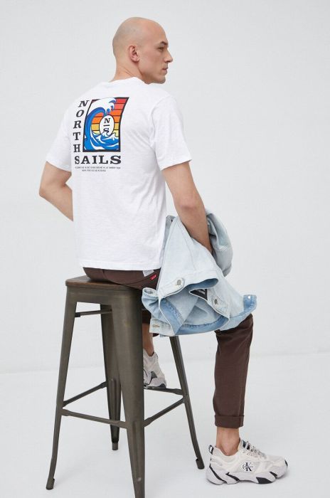 Бавовняна футболка North Sails колір білий з принтом (3083891) Бавовняна футболка North Sails колір білий з принтом (3083891)