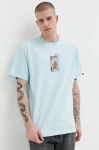 Бавовняна футболка Vans колір бірюзовий з принтом