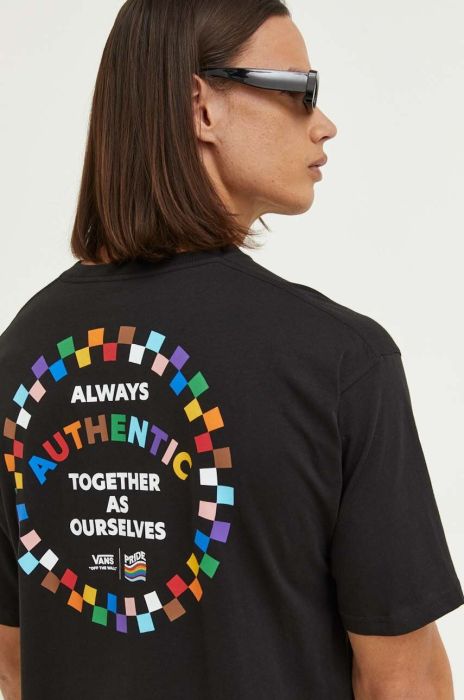 Бавовняна футболка Vans колір чорний з принтом (3304352)