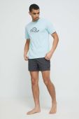Бавовняна футболка Karl Lagerfeld візерунок колір блакитний Бавовняна футболка Karl Lagerfeld візерунок колір блакитний