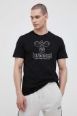 Бавовняна футболка Hummel колір чорний з принтом (3219907)