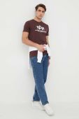 Бавовняна футболка Alpha Industries колір бордовий з принтом 100501.21-DeepMaroon Бавовняна футболка Alpha Industries колір бордовий з принтом 100501.21-DeepMaroon