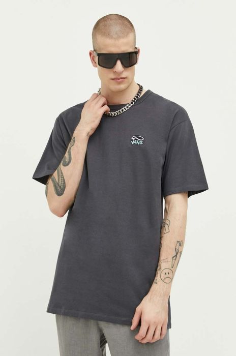 Бавовняна футболка Vans колір сірий з аплікацією Бавовняна футболка Vans колір сірий з аплікацією